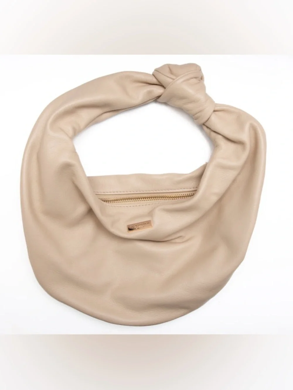 Leather Hobo Bag in Beige - Womens Bag